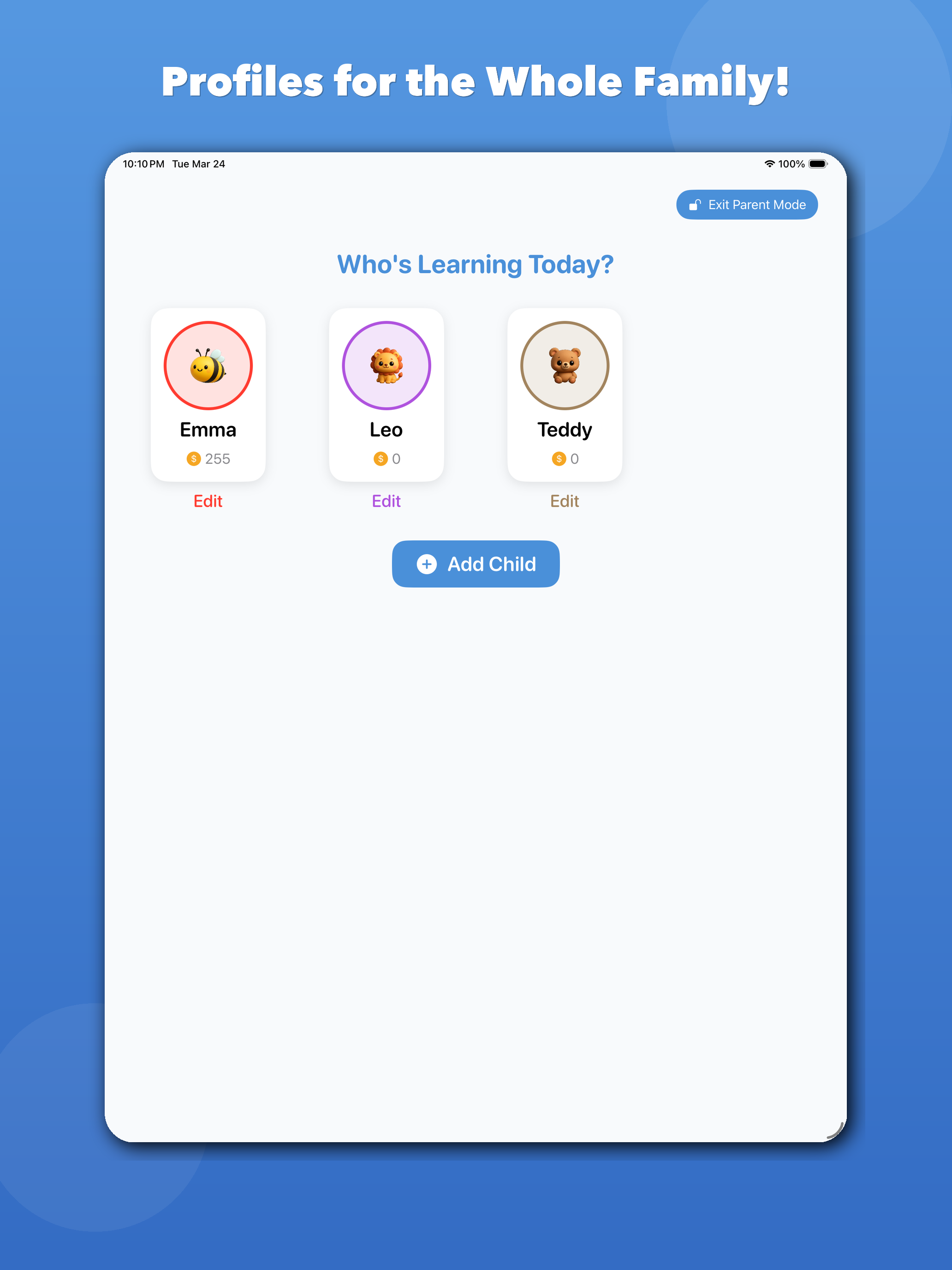 Totle app - Profiles for the whole family
