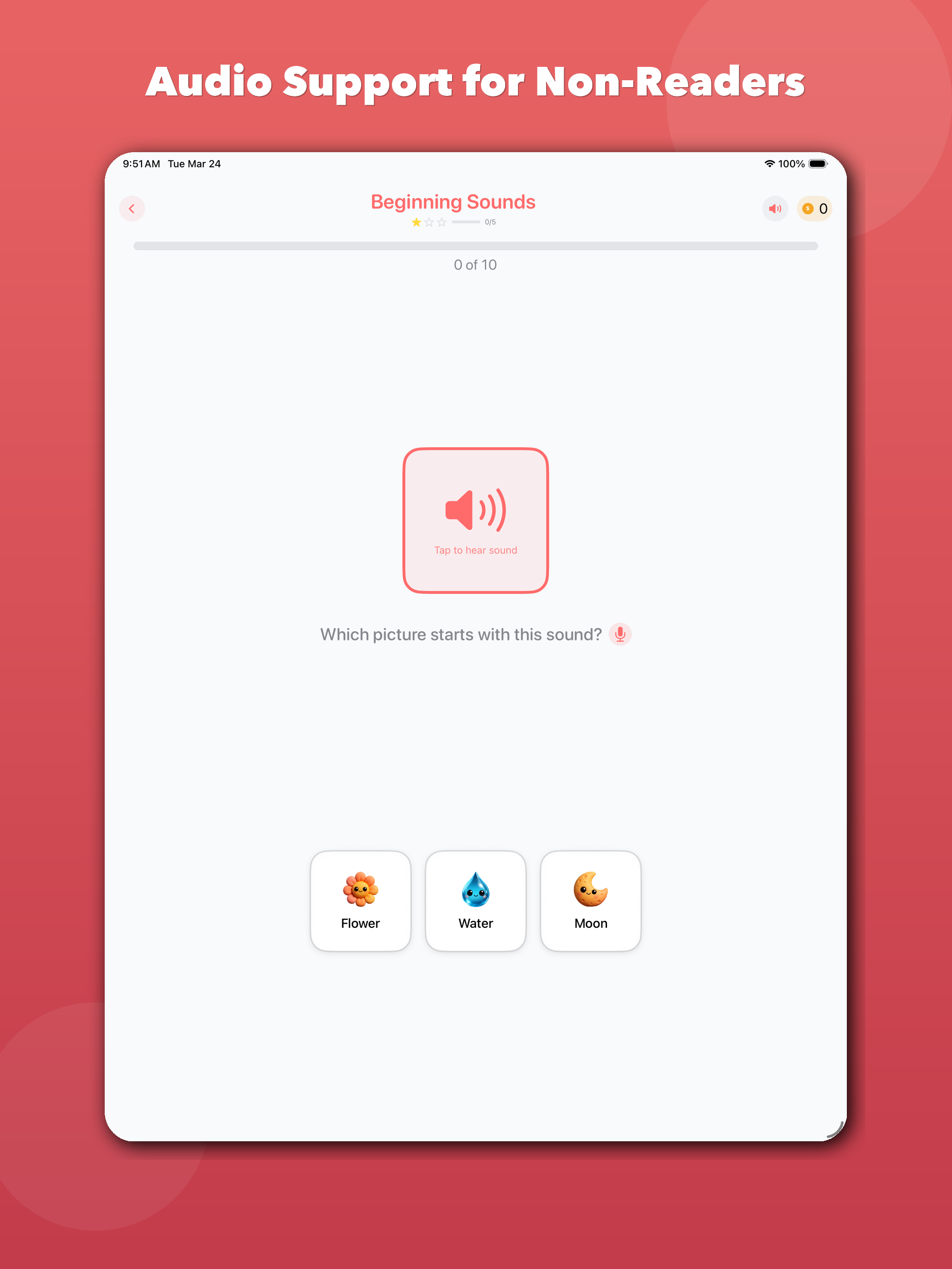 Totle app - Audio support for non-readers